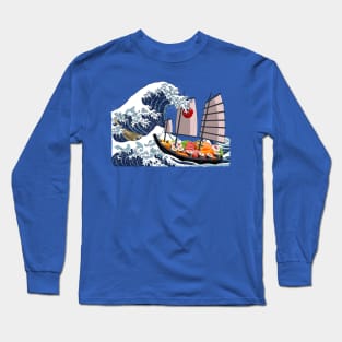 Japanese Tsunami sushi boat Long Sleeve T-Shirt